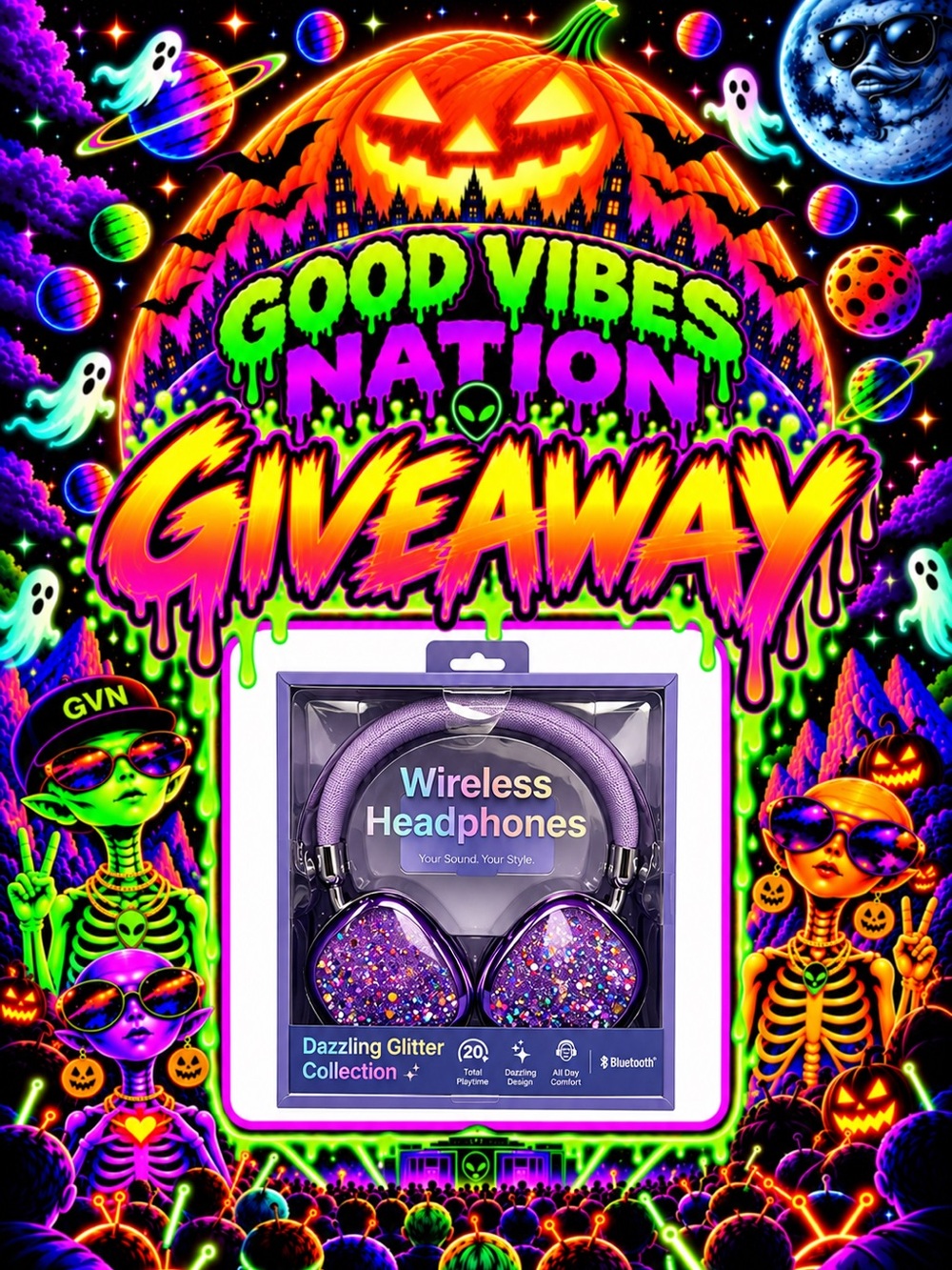 Good Vibes Nation Purple Wireless Headphones Giveaway